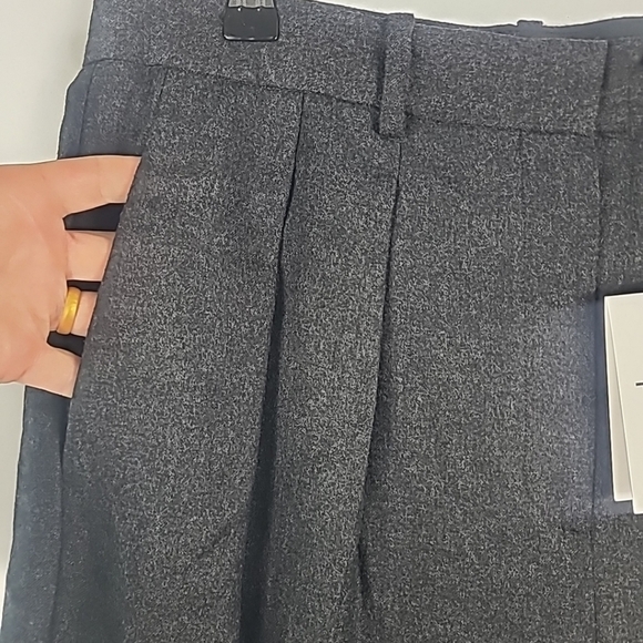 NWT Theory Women's Wool DBL Pleated Dress Pants Charcoal Grey Sz 10 - Picture 3 of 8